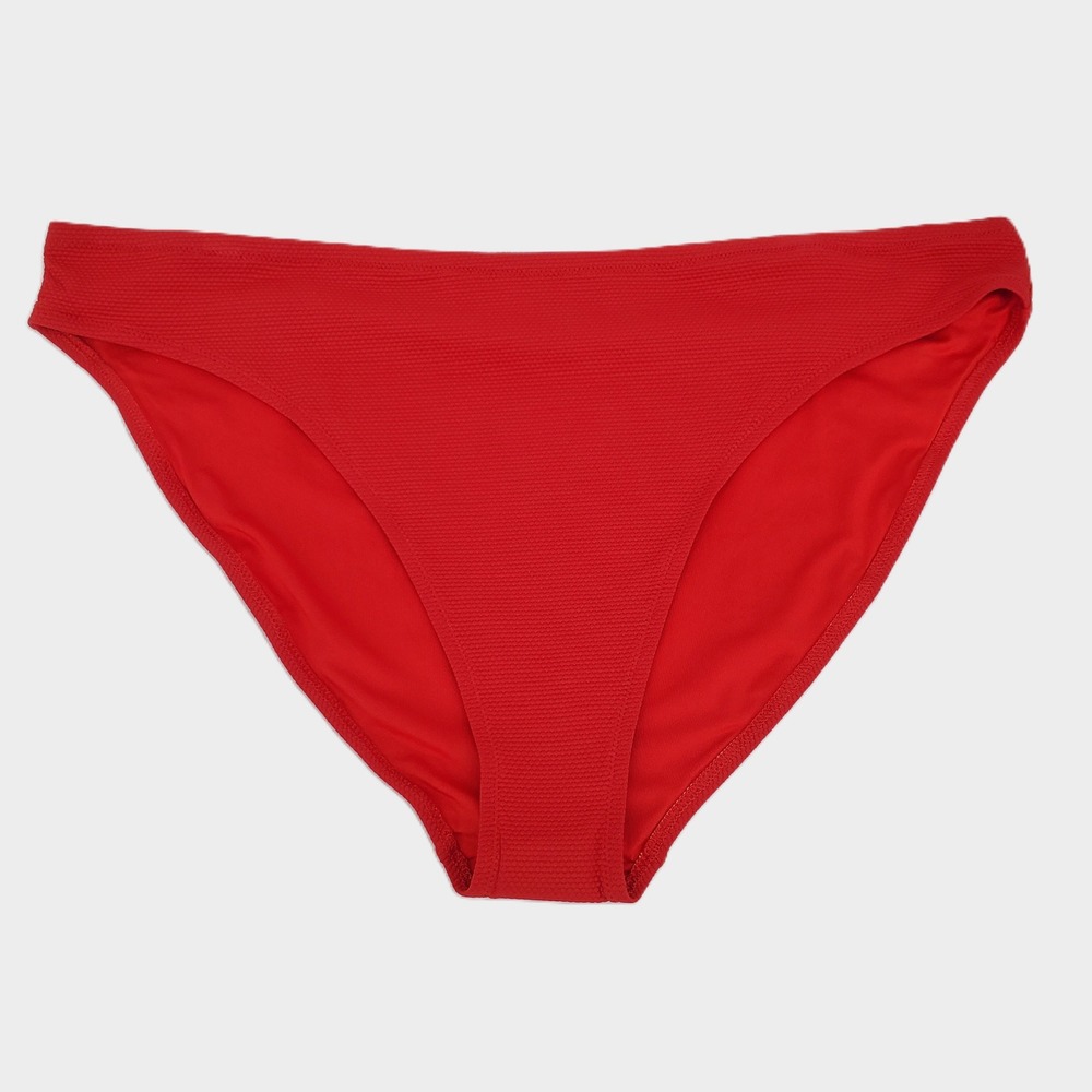 Old Navy Women 3X Red Textured Pique Mid Rise Bikini Bottom Swimwear Stretch New